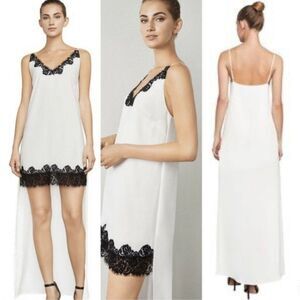 BCBGMAXAZRIA Lake High Low Lace Trim Dress Gown Cocktail Wedding NEW $298 XS